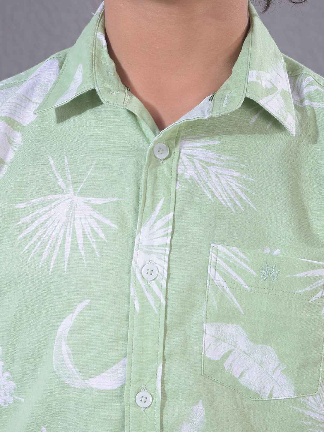 Green Floral Print 100% Cotton Shirt