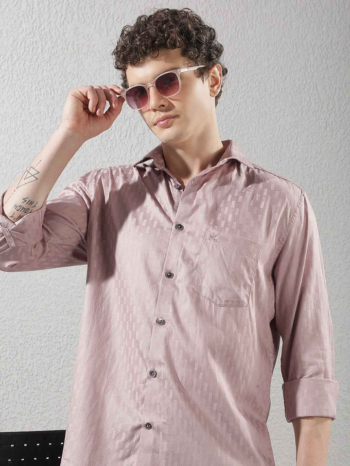 Purple Smart Casual Printed Shirt