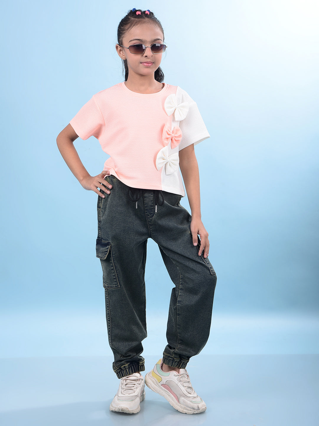 Blue Wide-Leg High-Waist Jeans-Girls Jeans-Crimsoune Club