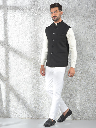 Black Jacquard Waist Coat