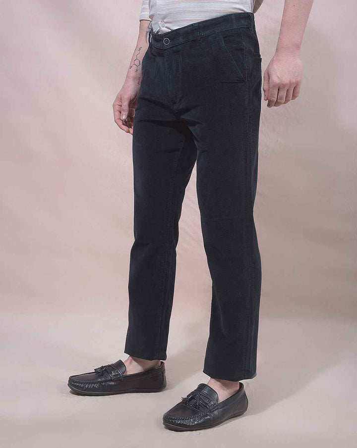 Navy Blue Straight Corduroy Trousers