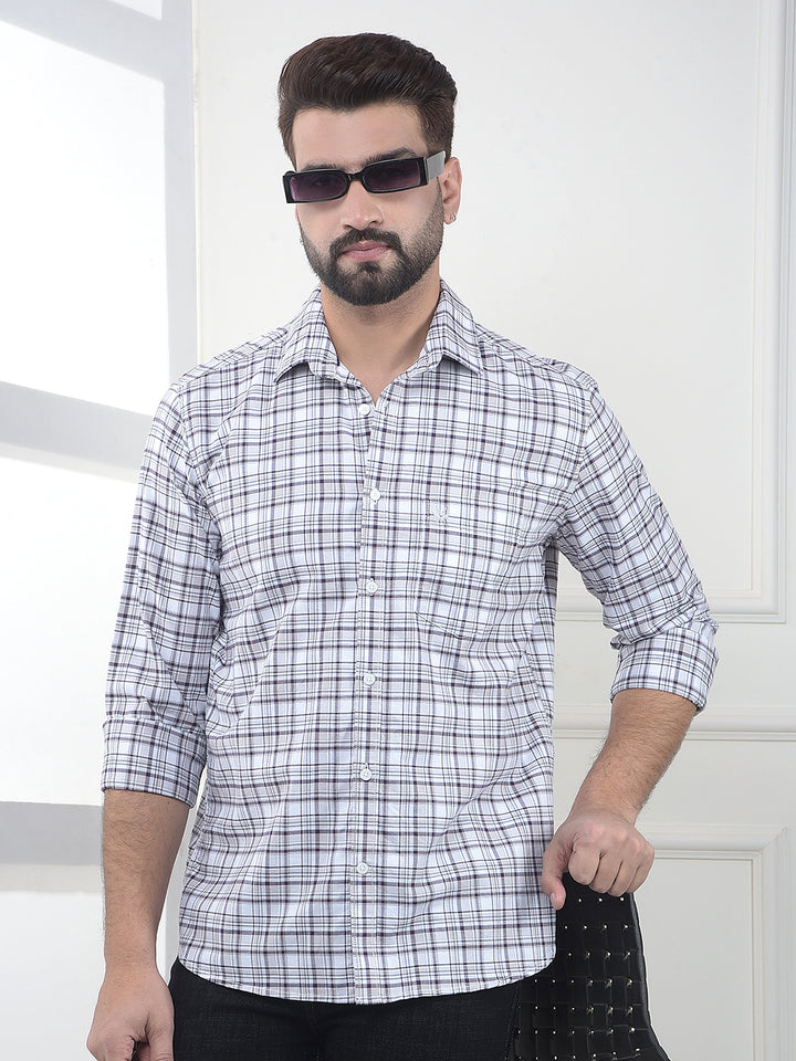 Wine Checked 100% Cotton Shirt