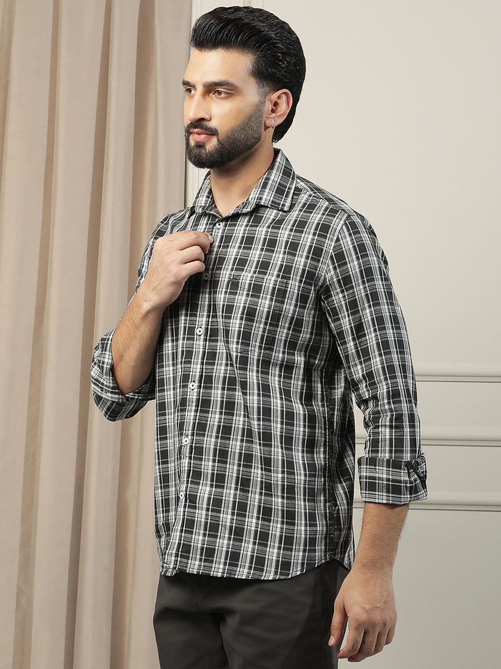 Black Checked 100% Cotton Shirt