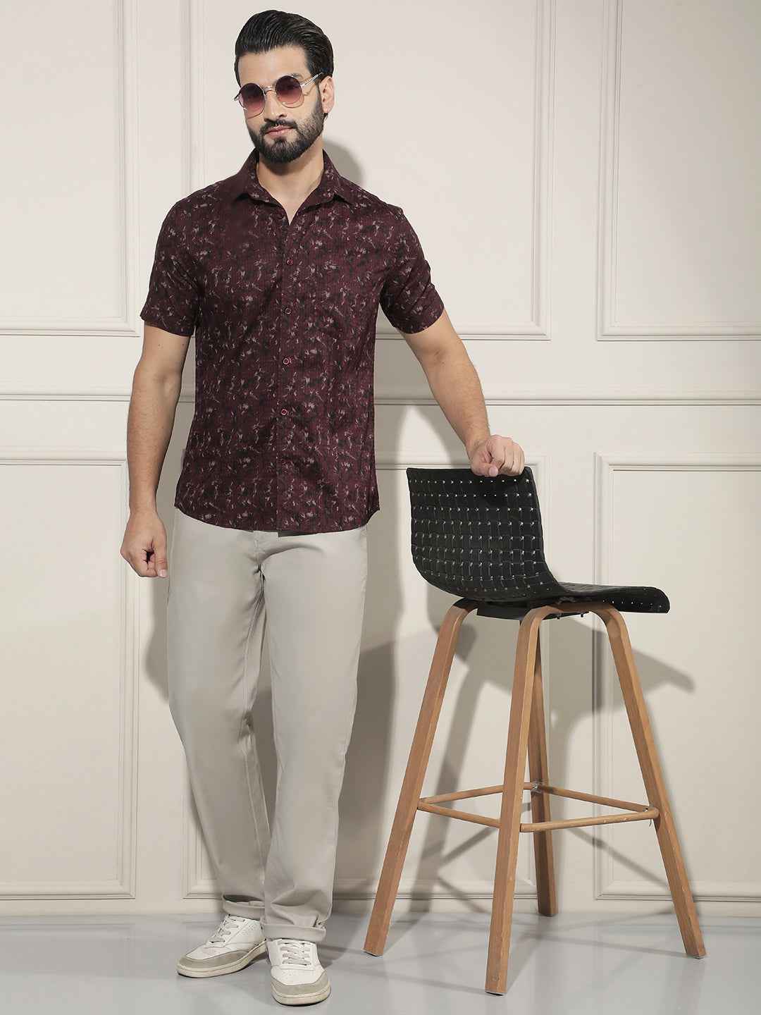 Trendy Maroon Printed Casual Shirt