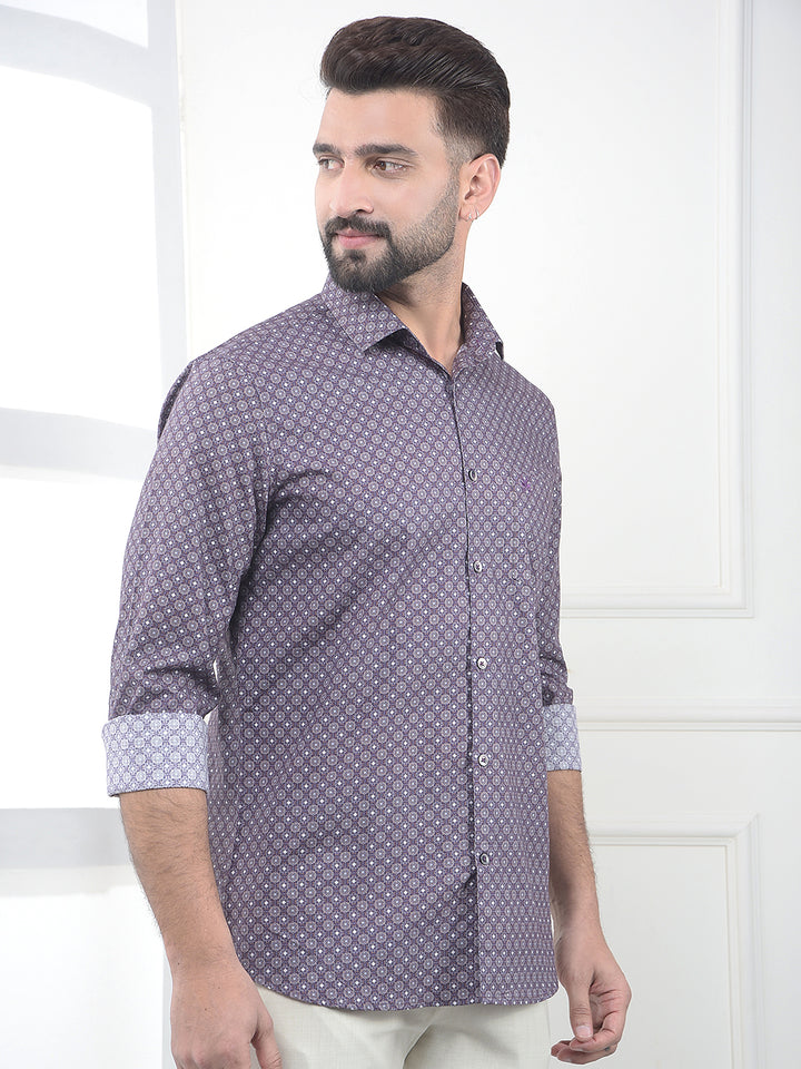 Purple Printed 100% Cotton Shirt