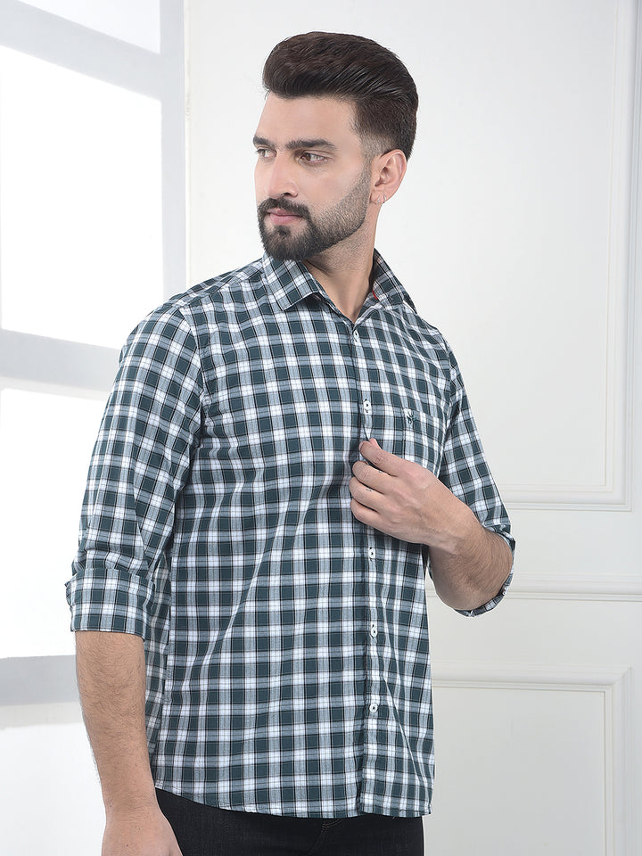 Moss Green Checked 100% Cotton Shirt