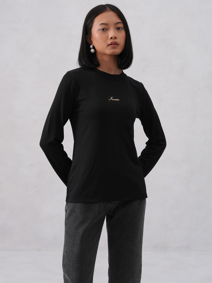 Black Typographic Printed T-Shirt