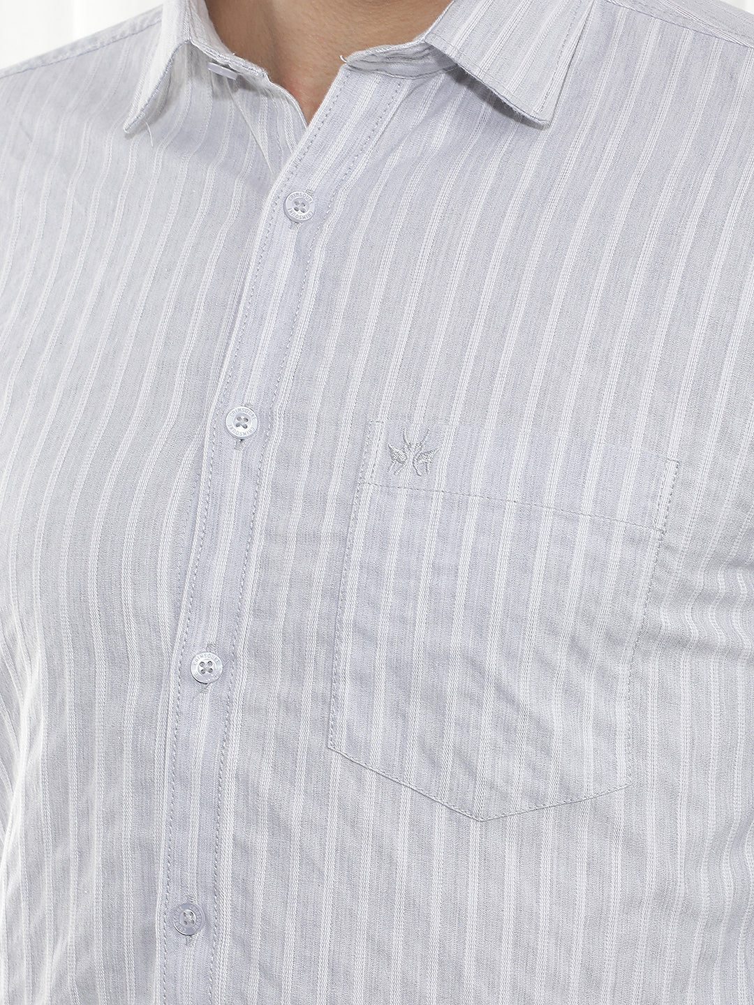Grey Vertical Stripes Shirt