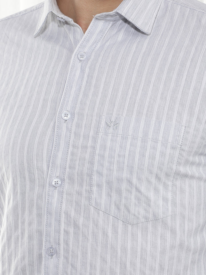 Grey Vertical Stripes Shirt