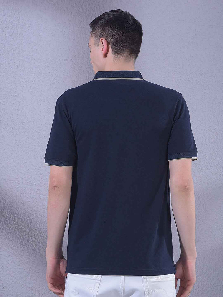 Navy Blue Polo Neck T-Shirt