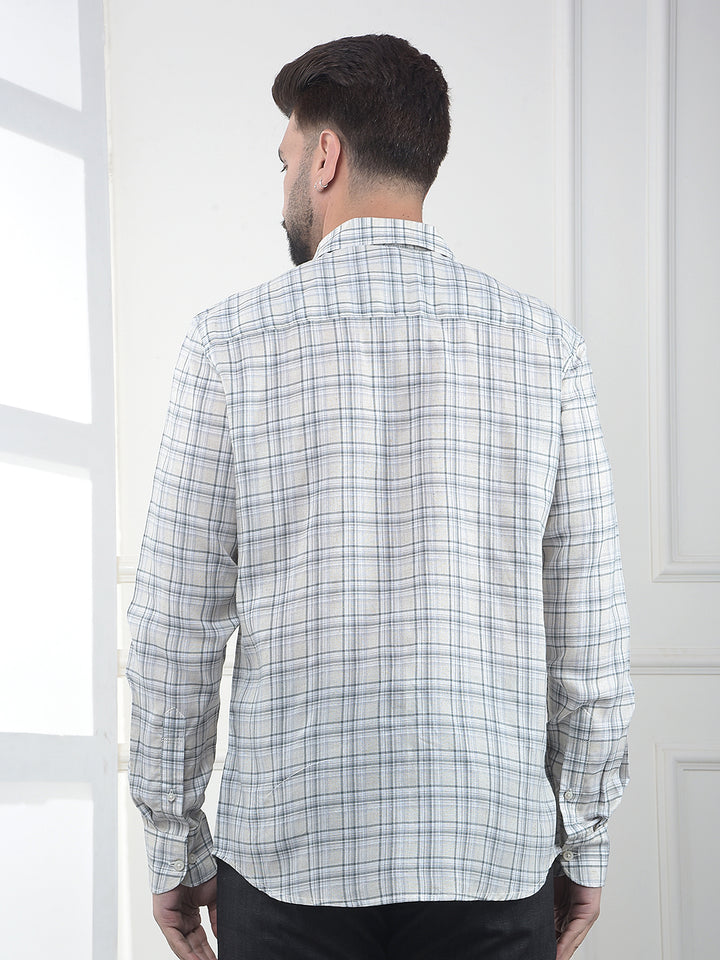 Cinereous Grey Checked Linen Shirt