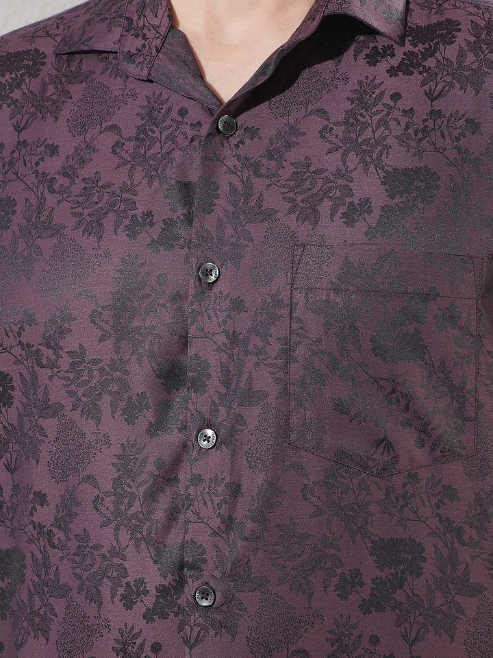 Purple Floral Print Shirt