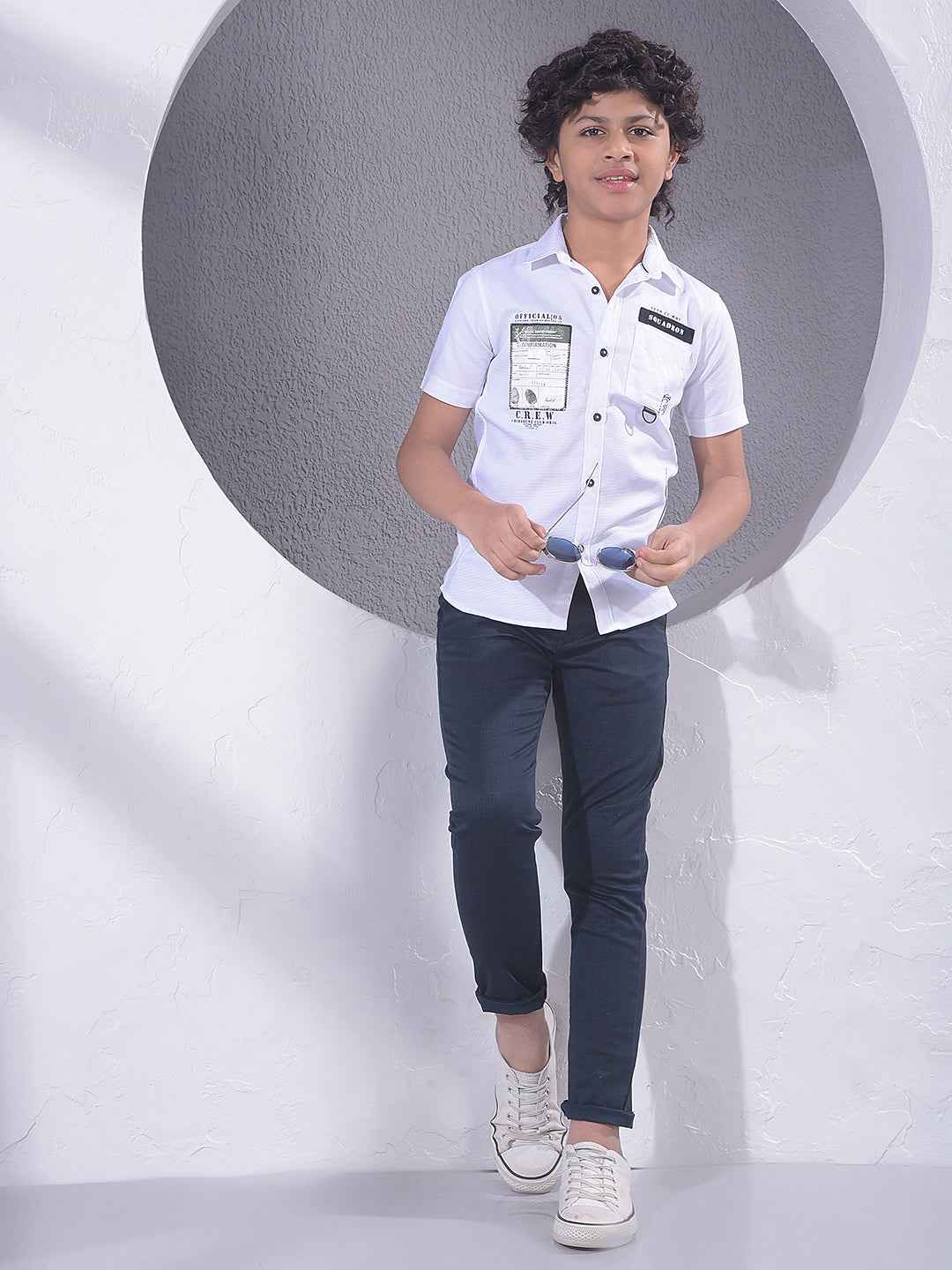 White Typographic Print Shirt