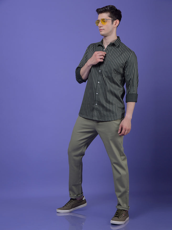 Green Vertical Stripes Shirt