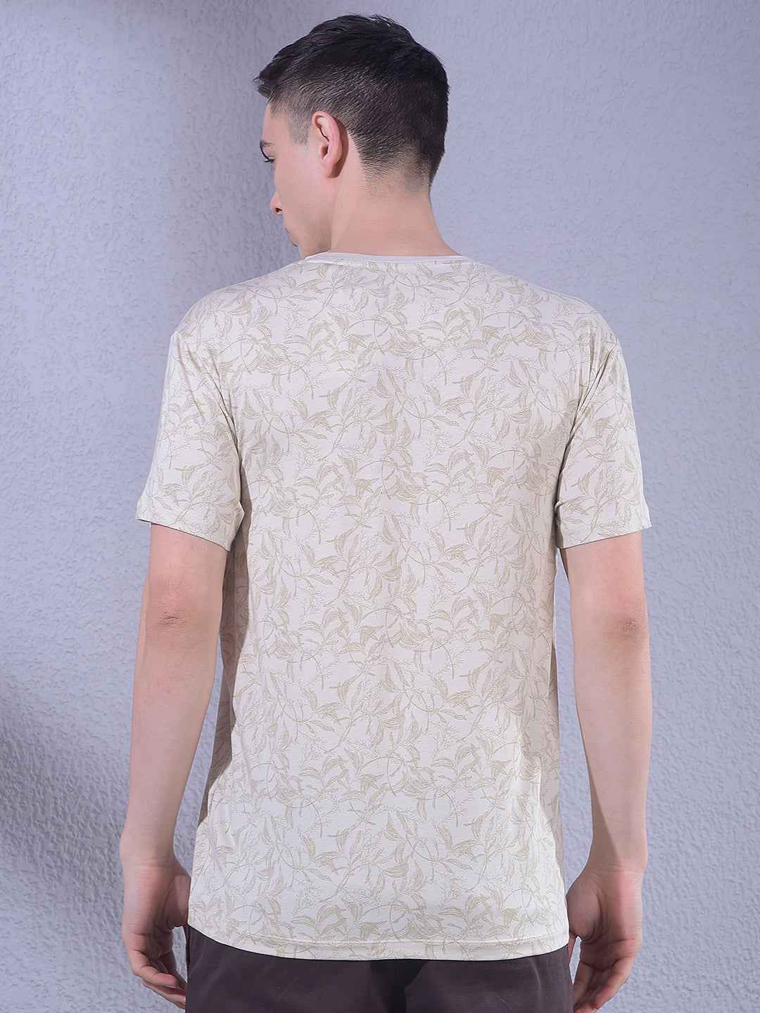 Beige Floral Print T-Shirt