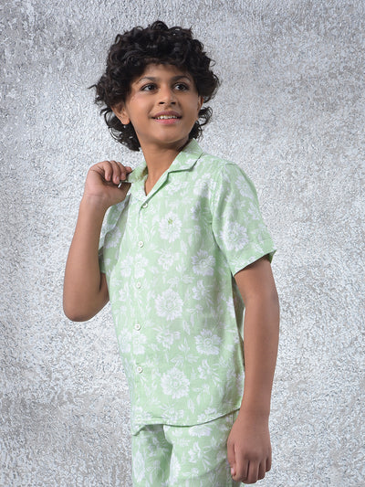 Multi-Color Typographic Print 100% Cotton Cuban Collar Shirt-Boys Shirts-Crimsoune Club