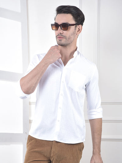 White Jacquard 100% Cotton Shirt