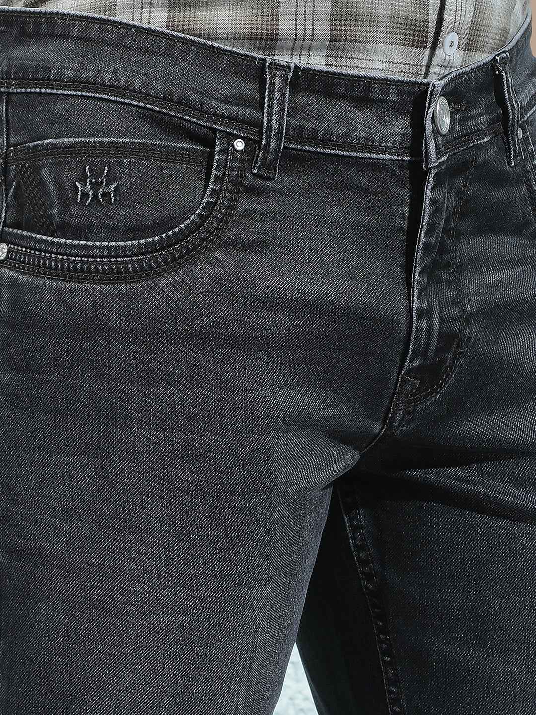 Black Cotton Casual Jeans
