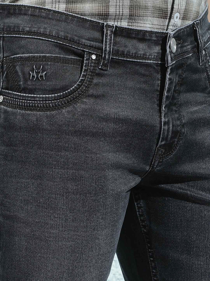 Black Cotton Casual Jeans