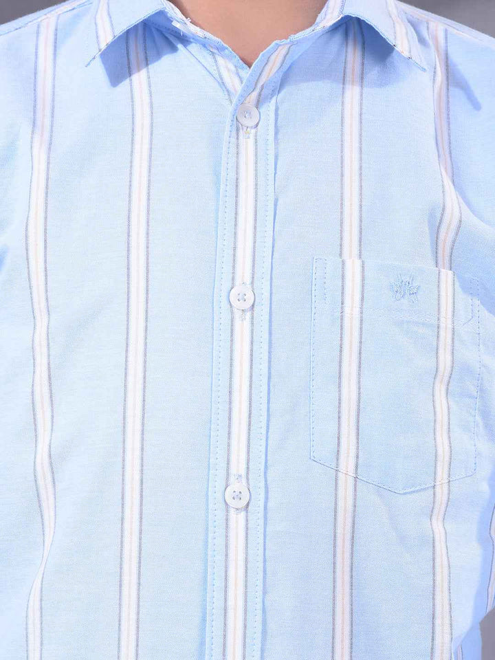 Blue Vertical Stripes 100% Cotton Shirt