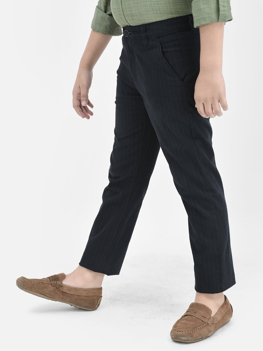 Navy Blue Vertical Stripes Trousers
