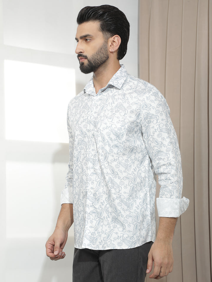 100% Cotton Blue Paisley Print Shirt