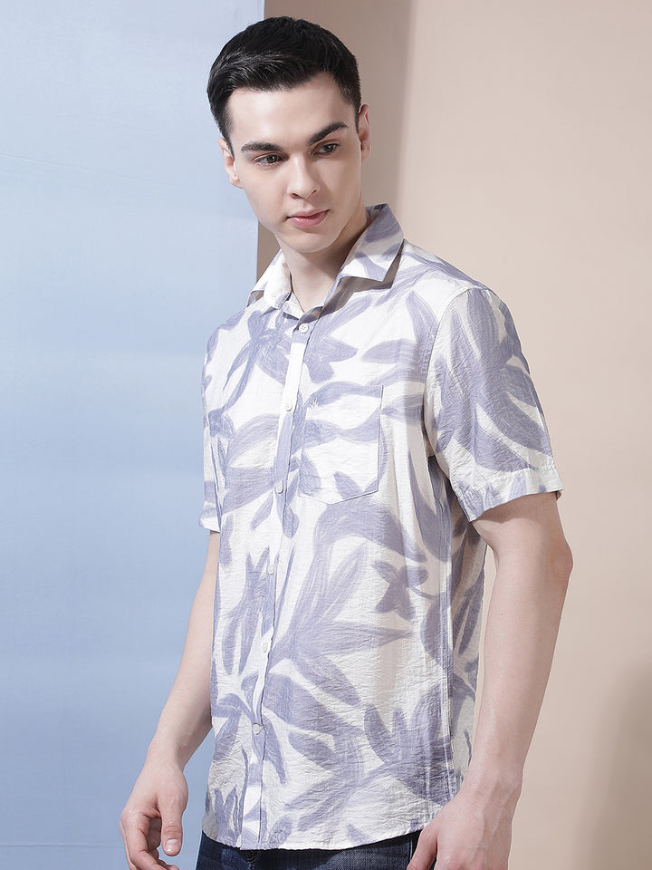Purple Floral Printed Shirt