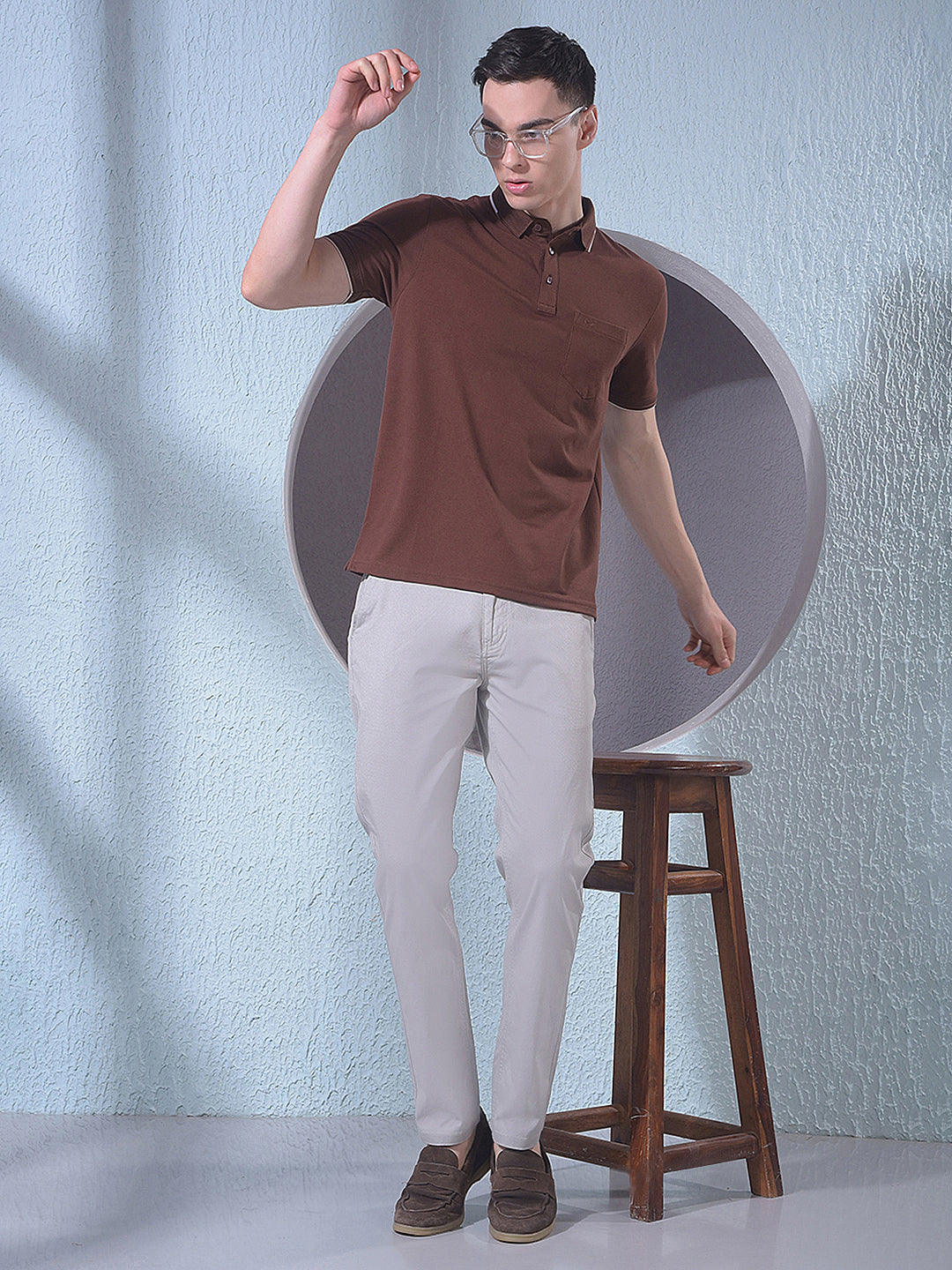 Textured Grey Printed Trousers