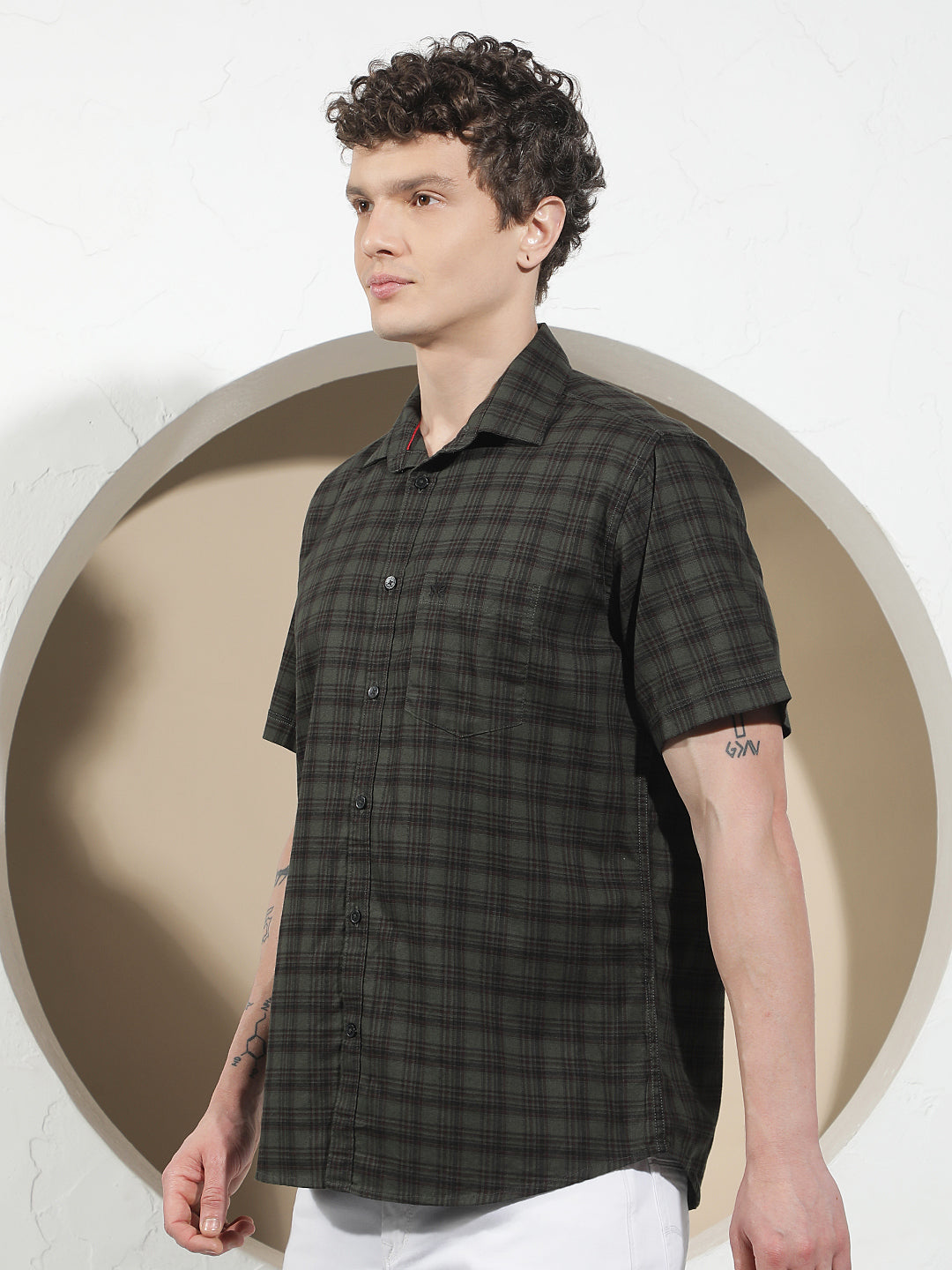 Green Checked 100% Cotton Shirt