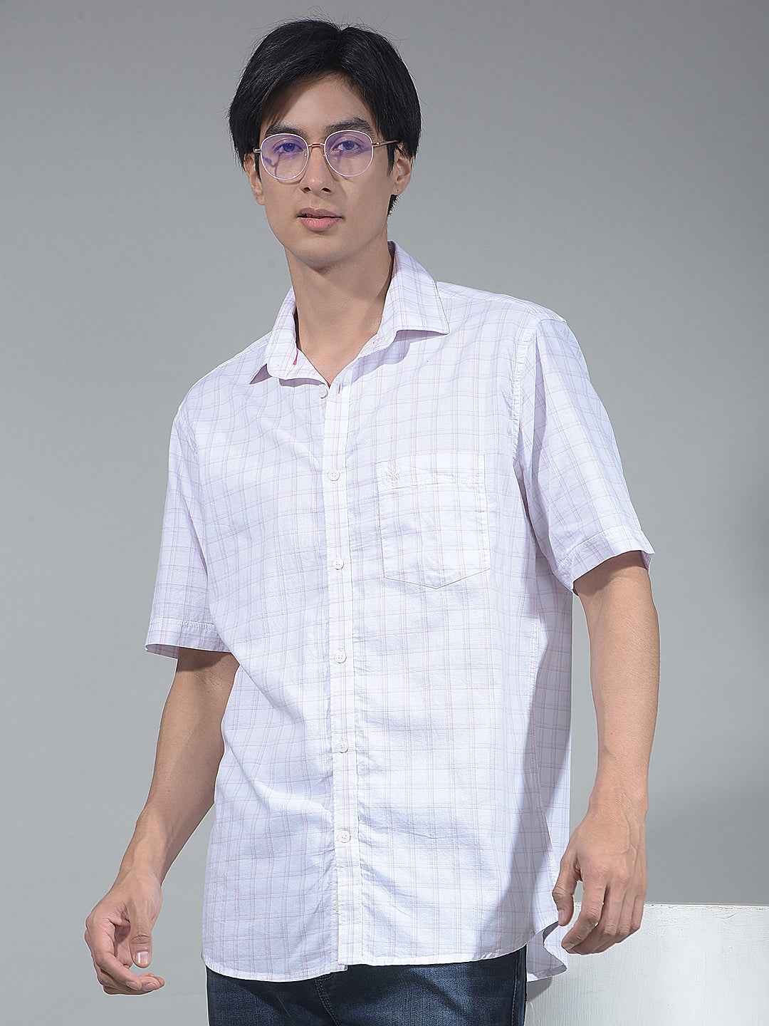 Pink Checked 100% Cotton Shirt