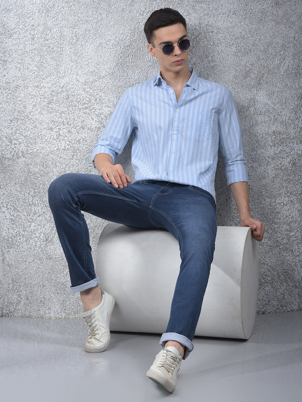 Blue Vertical Stripes 100% Cotton Shirt