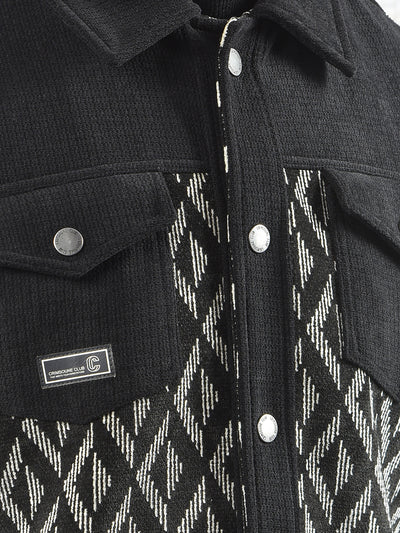 Breathable Black Jacquard Shacket
