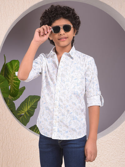 White Floral Print Shirt