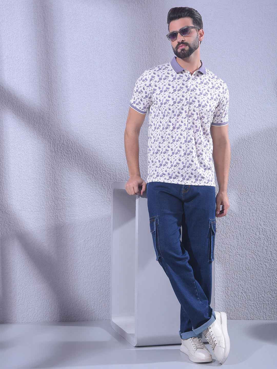 Purple Floral Print T-Shirt