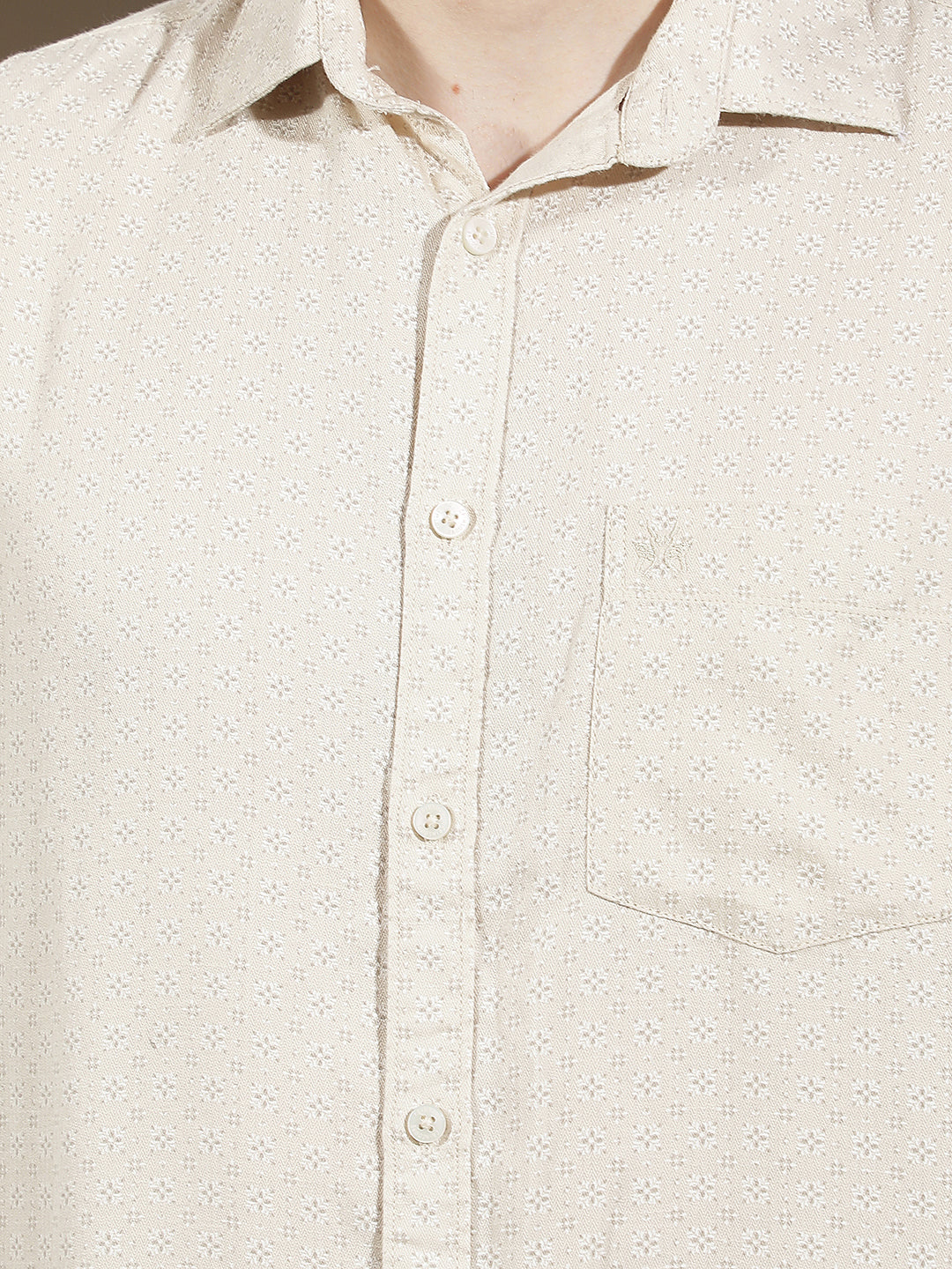 Beige Floral Print Shirt