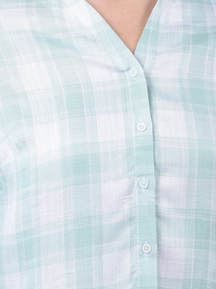 Mint Breeze Checked Green Shirt