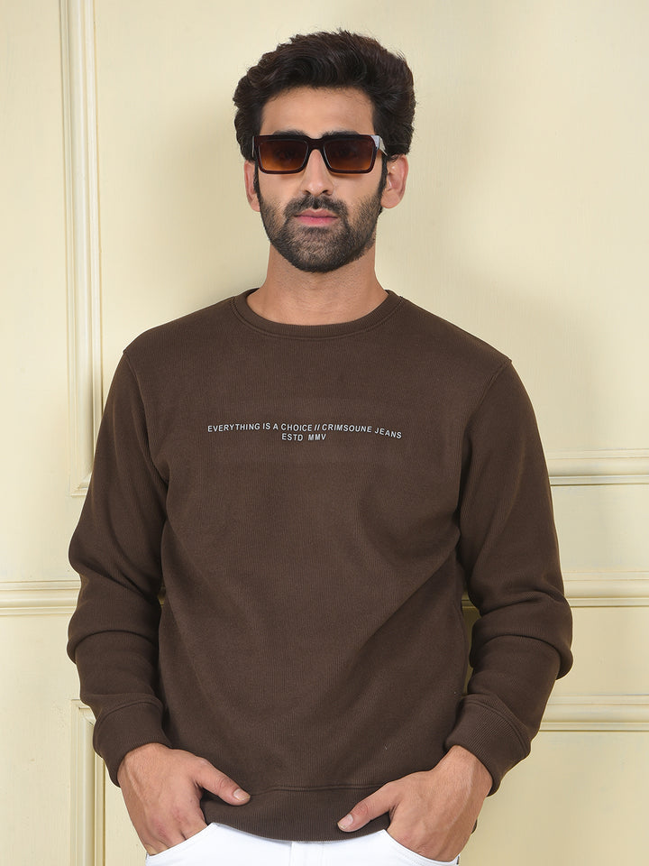 Brown Typographic Print Sweatshirt