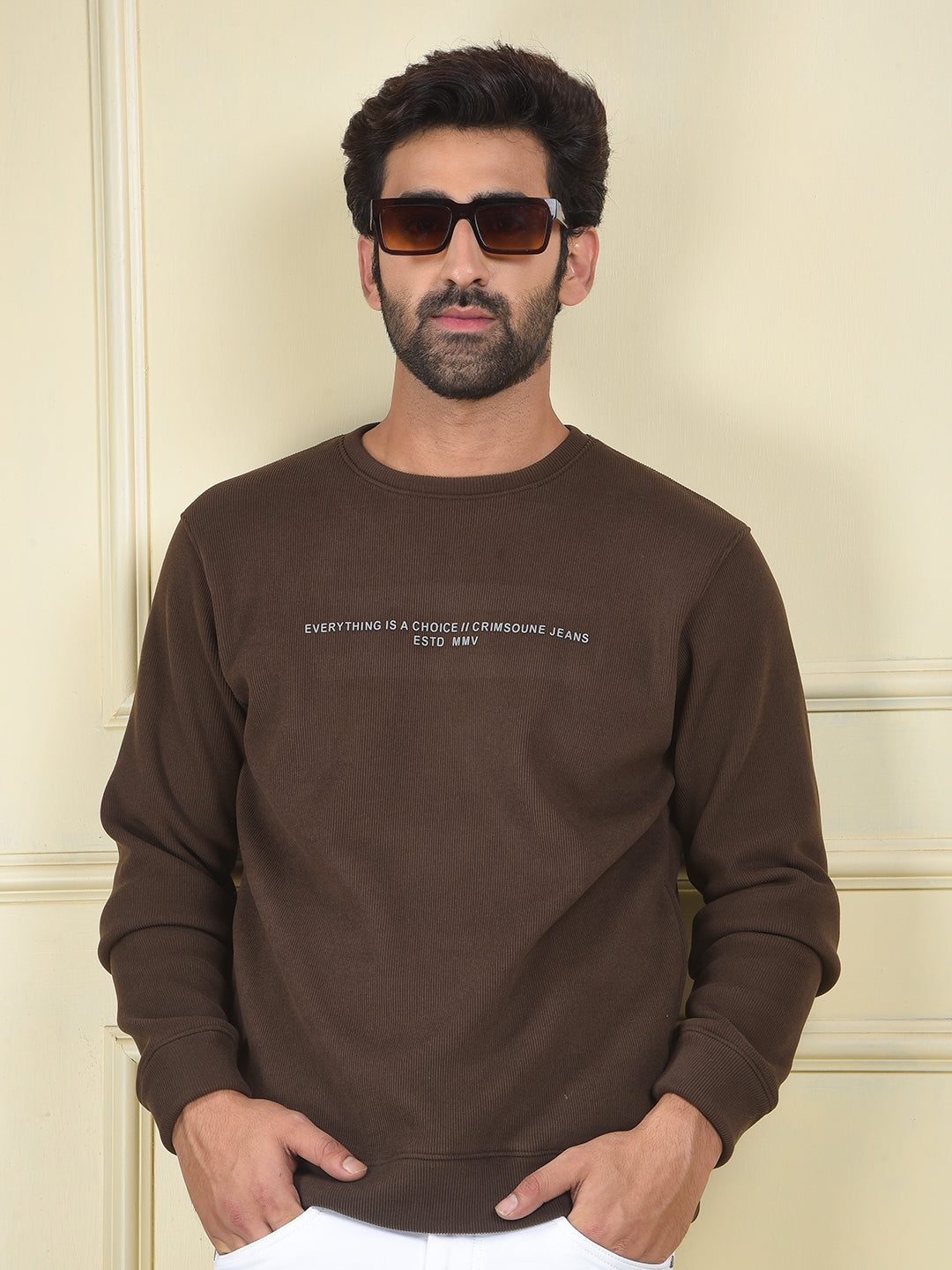Brown Typographic Print Sweatshirt