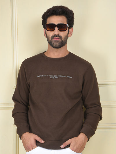 Brown Typographic Print Sweatshirt