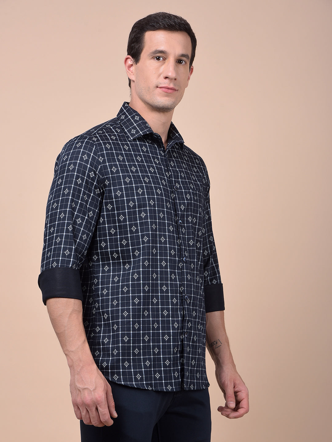 Tailored Trim Blue Printed Shirt