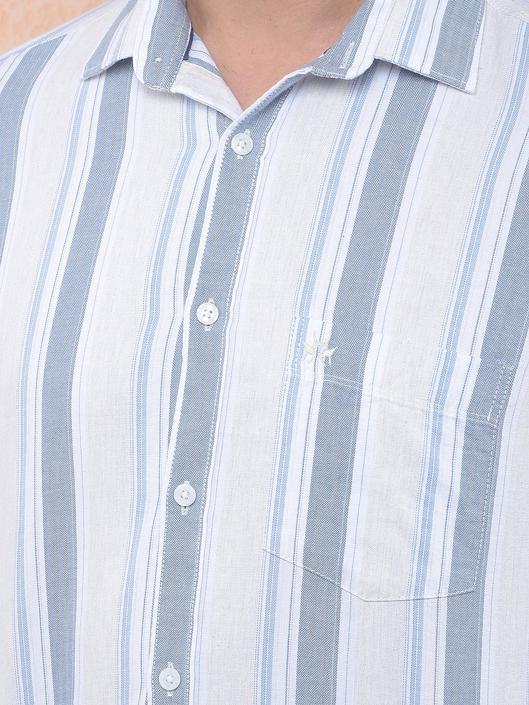 Blue Vertical Stripes 100% Cotton Shirt