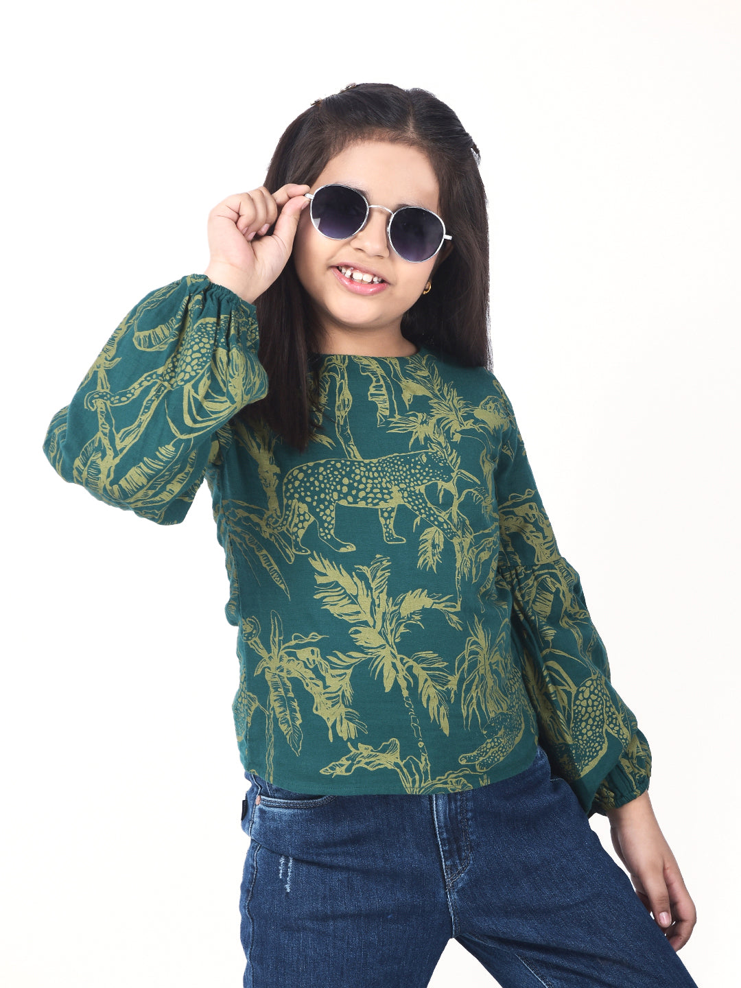 Green Printed 100% Cotton Top