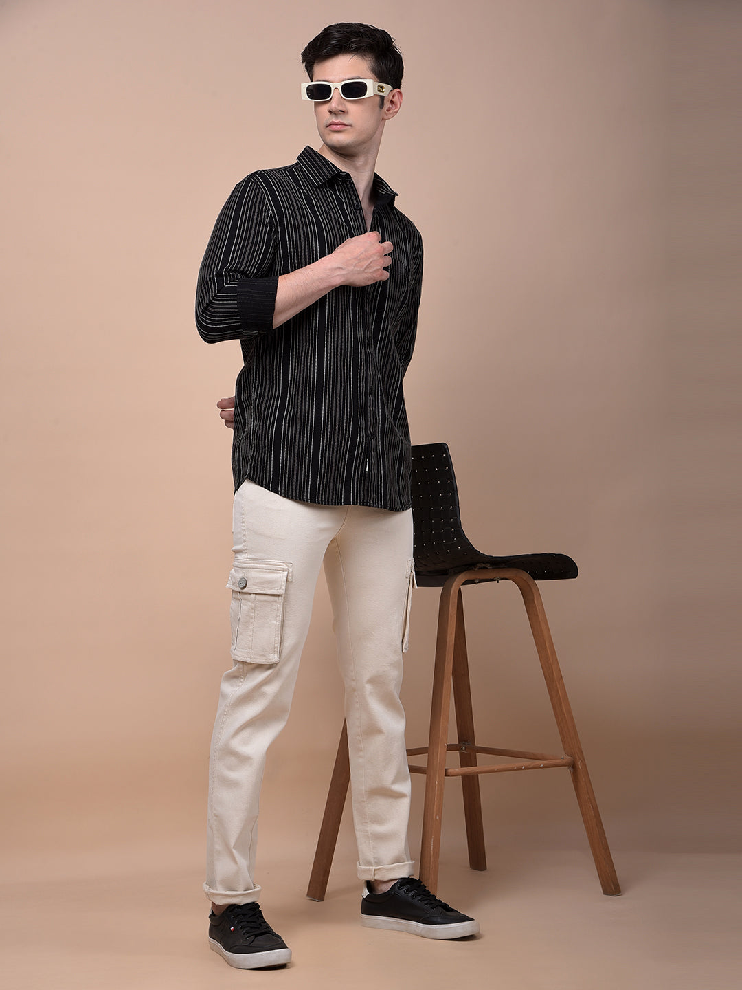 Black Vertical Stripes 100% Cotton Shirt