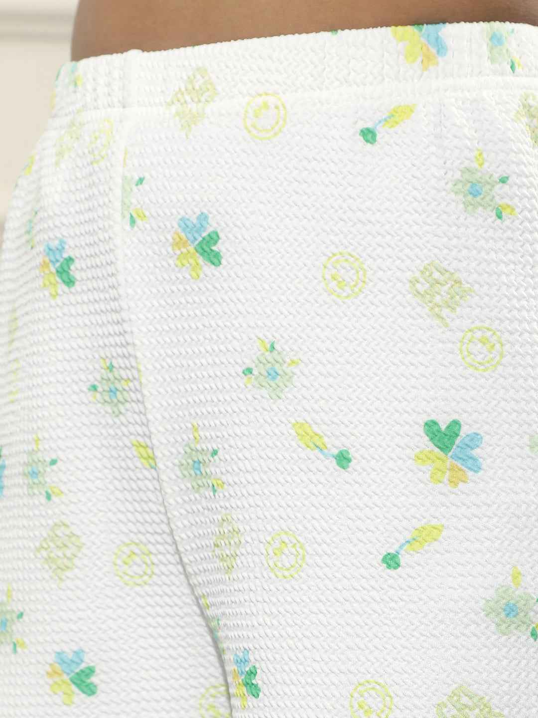 Cream Floral Print Palazzos
