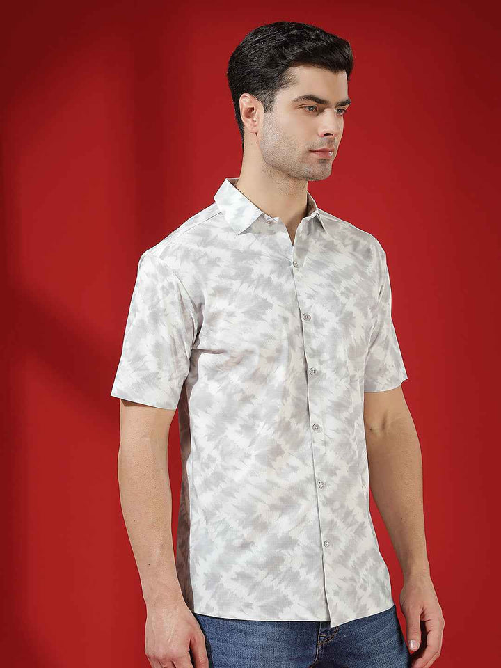 Grey Abstract Print Chic Shirt