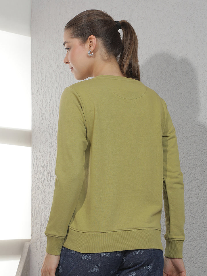 Olive Graphic Print Sweatshirt