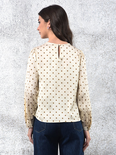 Off White Polka Dots Top