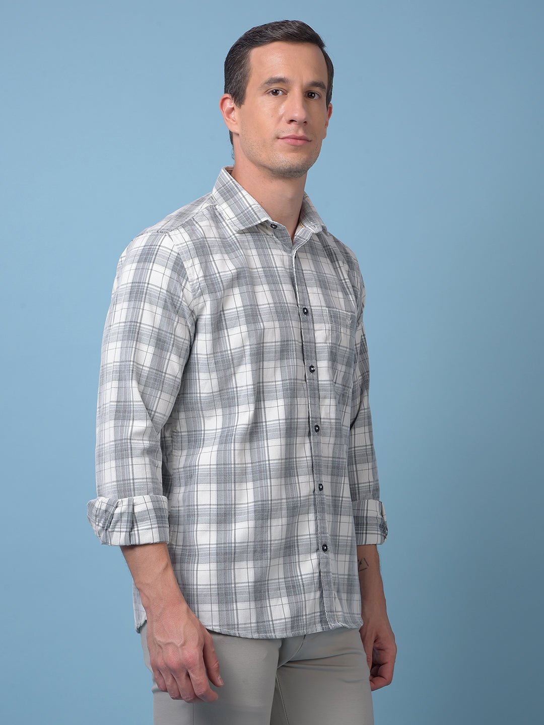 White Checked Corduroy Shirt