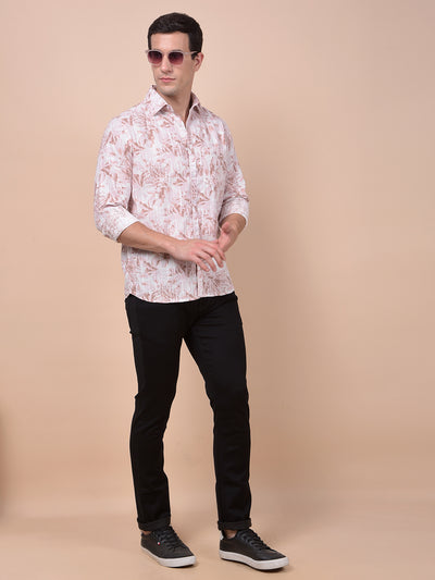 Peach Floral Print Shirt