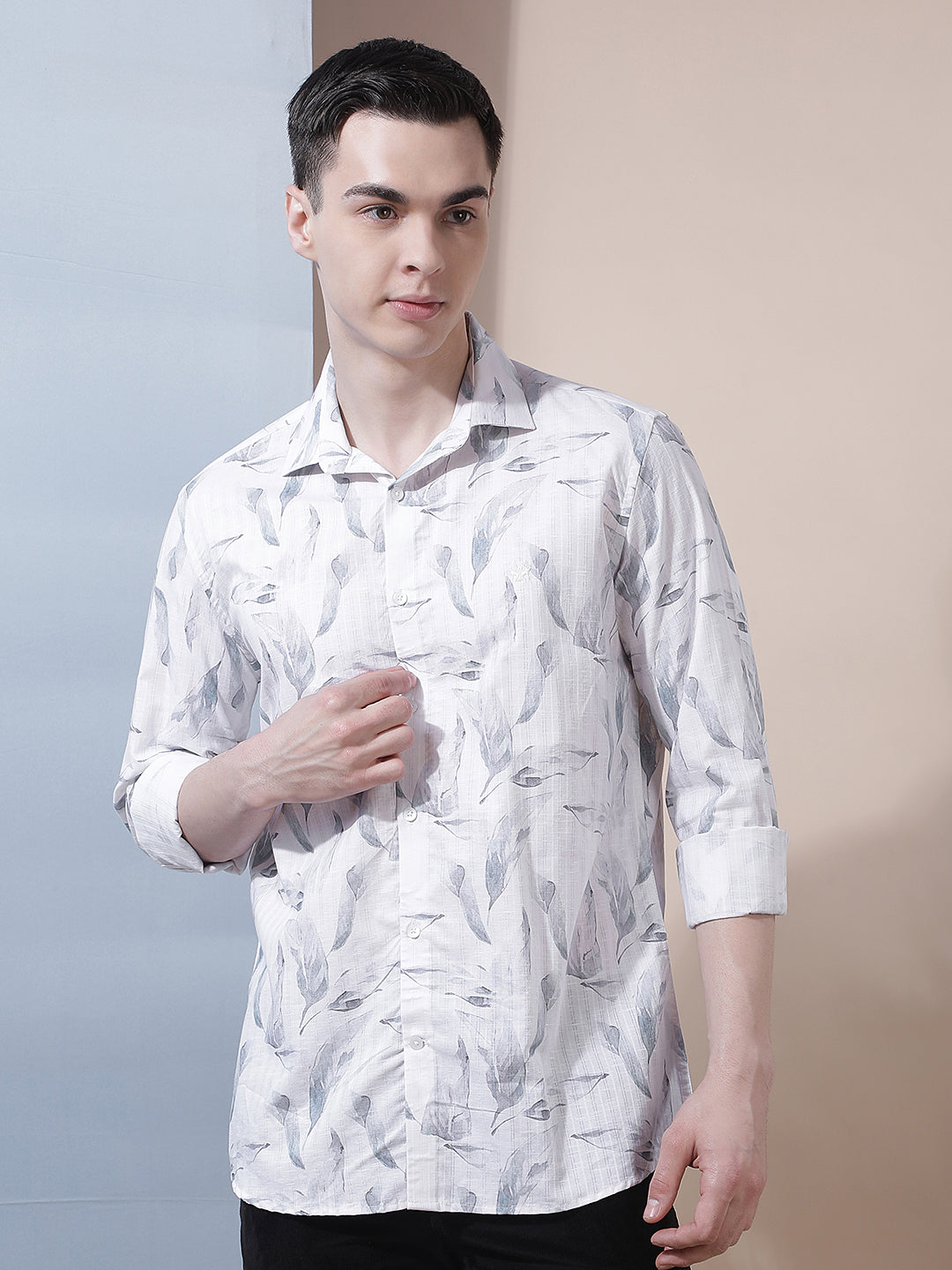 White Floral Print Shirt